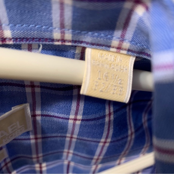 Michael Kors blue red checkered collared shirt - Picture 2 of 9